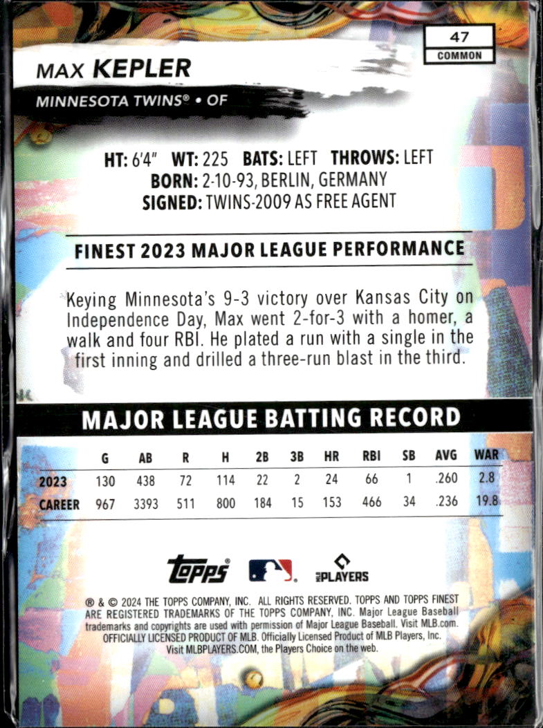 Max Kepler 2024 Topps Finest Purple Refractor /250 Minnesota Twins