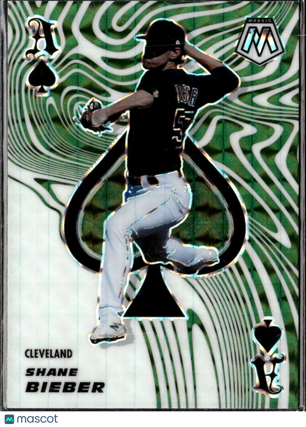 Shane Bieber 2021 Panini Mosaic Aces Green Cleveland Guardians
