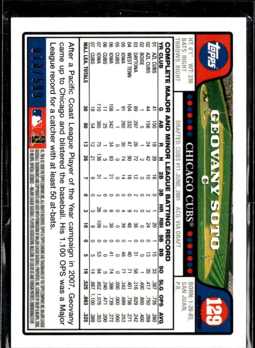 Geovany Soto 2008 Topps Chrome Copper Refractor /599 Chicago Cubs