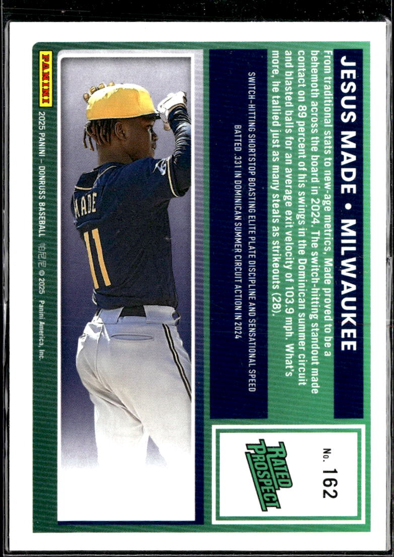 Jesus Made 2025 Donruss Rated Rookie Liberty Milwaukee Brewers