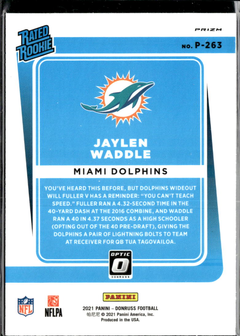 Jaylen Waddle 2021 Optic Rated Rookie RC Red Green Miami Dolphins