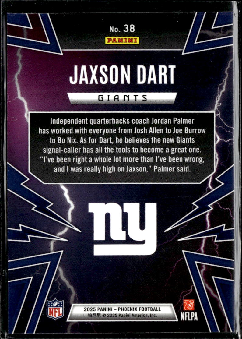 Jaxson Dart 2025 Phoenix Thunderbirds RC Rookie New York Giants