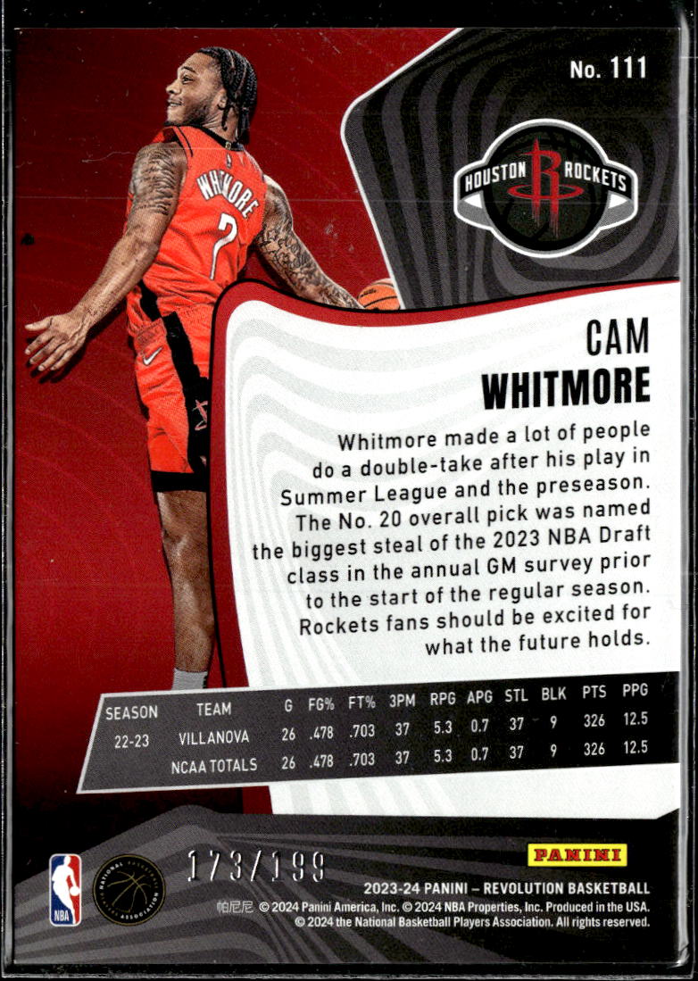 Cam Whitmore 2024 Revolution Rookie RC /199 Houston Rockets