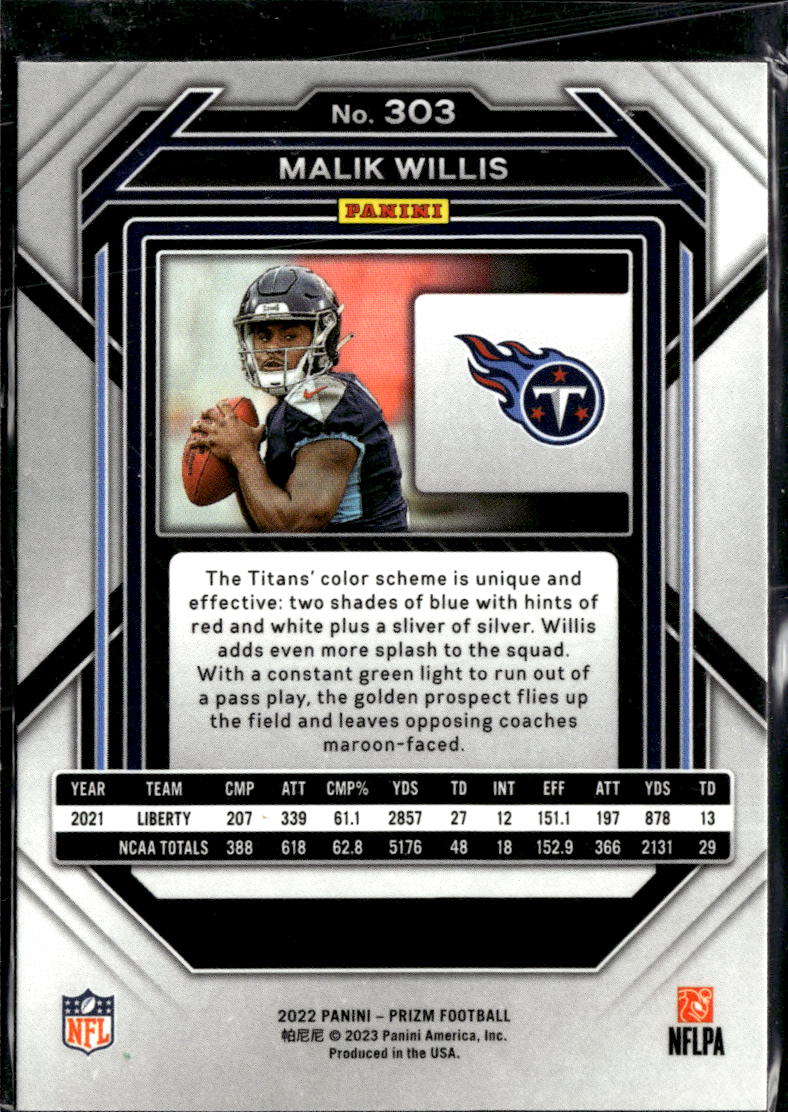 Malik Willis 2023 Panini Prizm RC Rookie Tennessee Titans