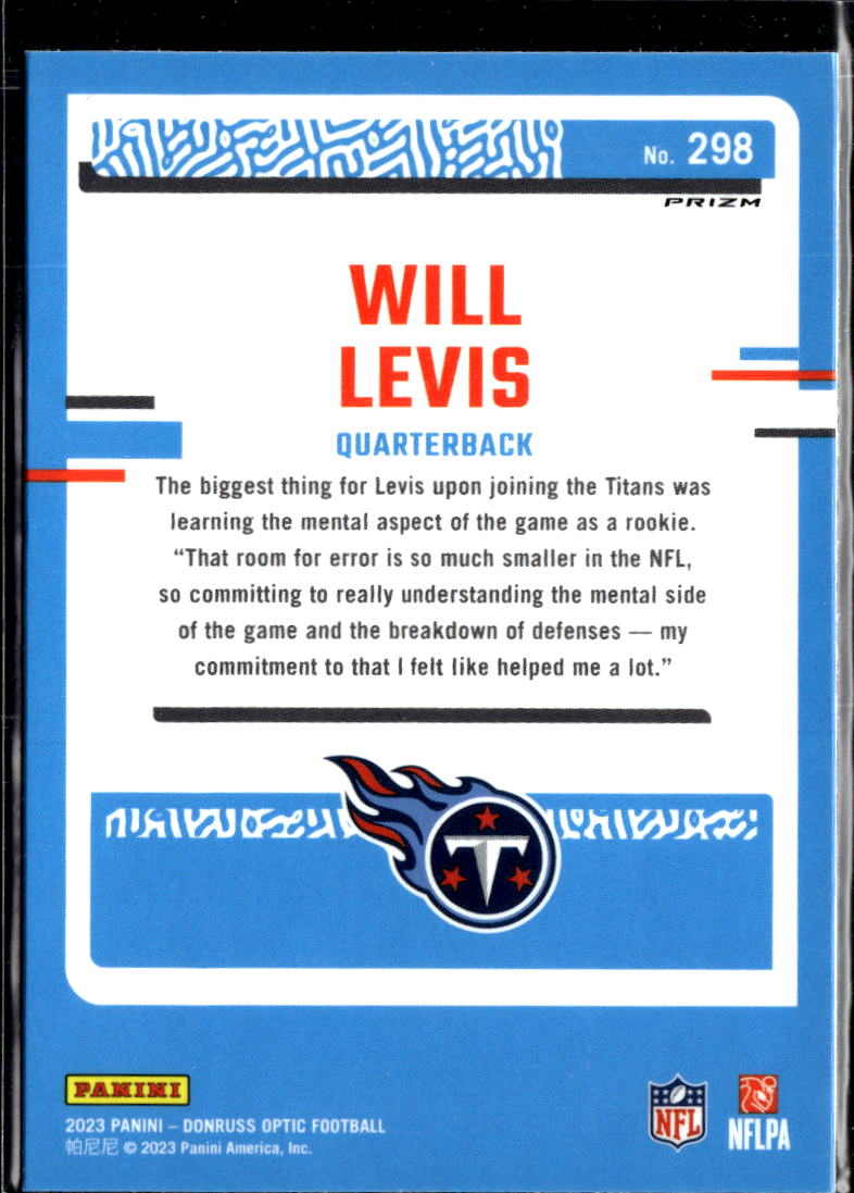 Will Levis 2023 Optic Rated Rookie RC Holo Tennessee Titans