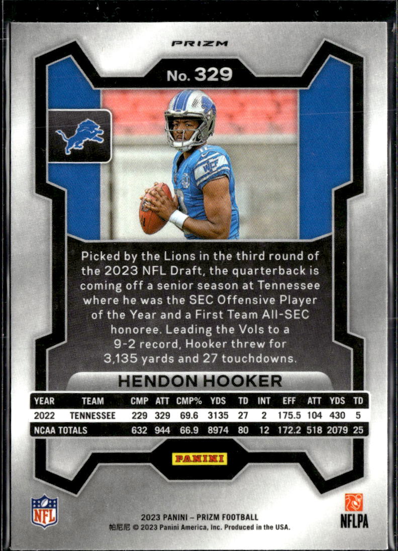 Hendon Hooker 2023 Prizm RC Green Ice Rookie Detroit Lions