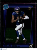 Kellen Mond 2021 Donruss Rated Rookie RC Purple Stat Line /500 Minnesota Vikings