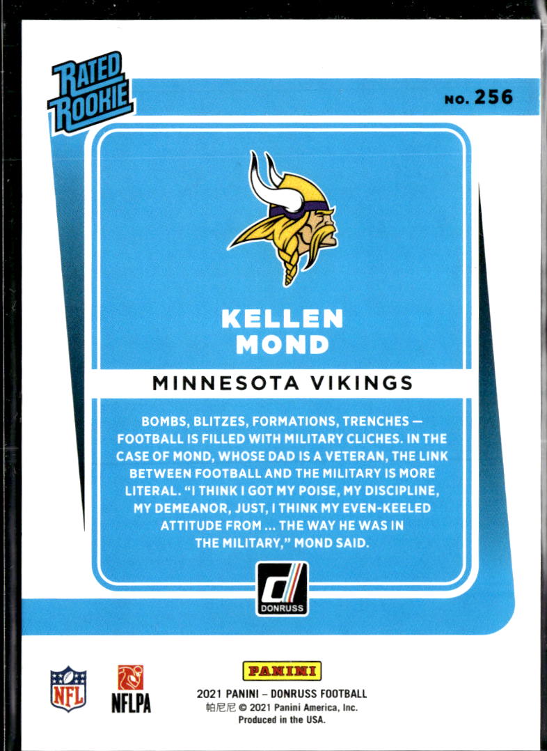 Kellen Mond 2021 Donruss Rated Rookie RC Purple Stat Line /500 Minnesota Vikings