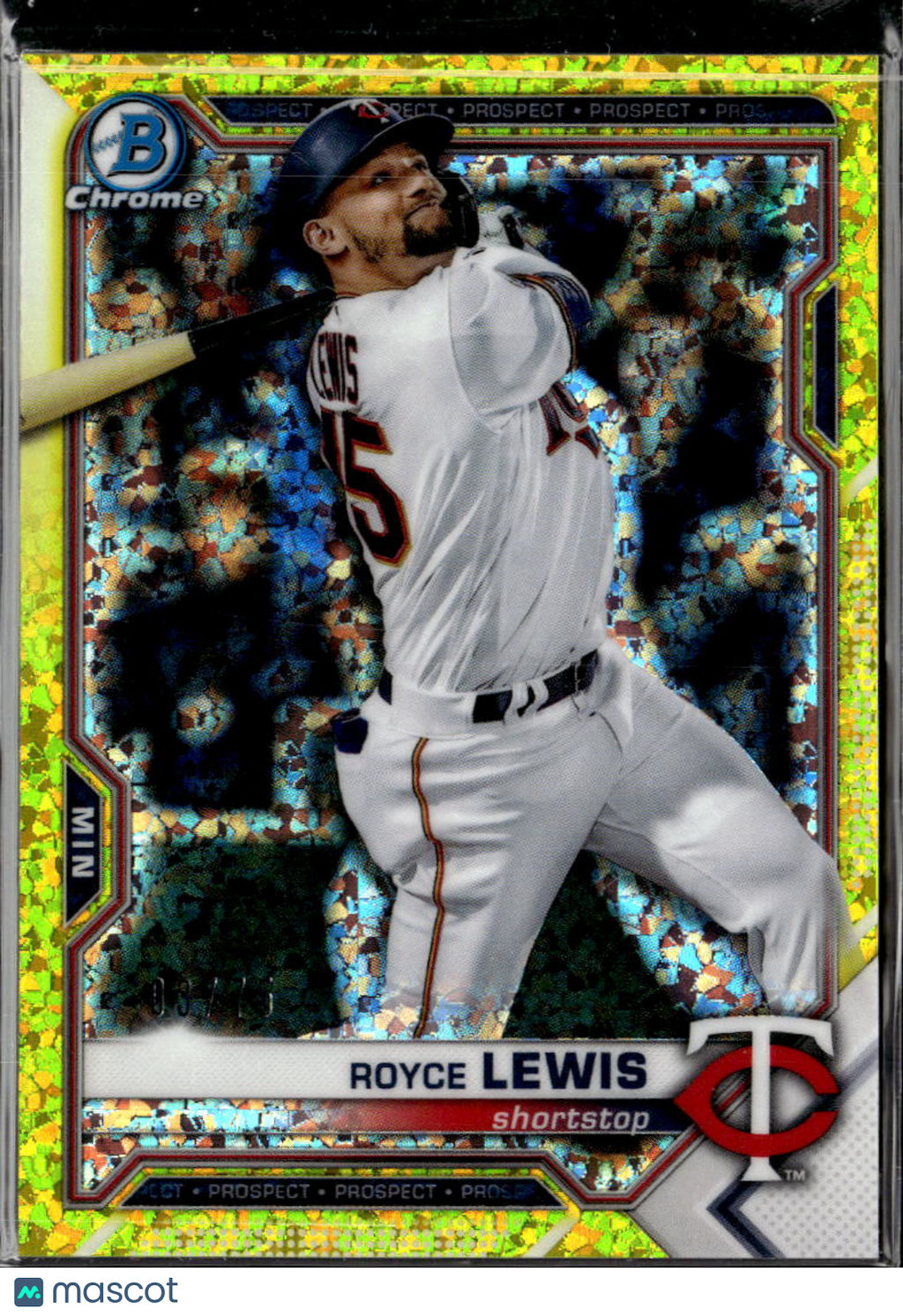 Royce Lewis 2021 Bowman Chrome Yellow Diamond Refractor /75 Minnesota Twins