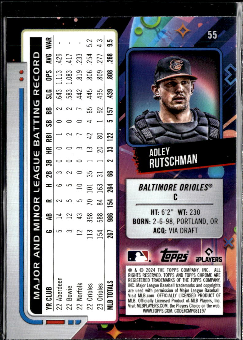 Adley Rutschman 2024 Topps Cosmic Chrome Purple /150 Baltimore Orioles