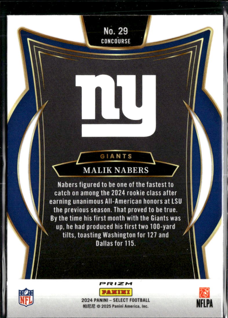 Malik Nabers 2024 Select Red White Blue Rookie RC New York Giants