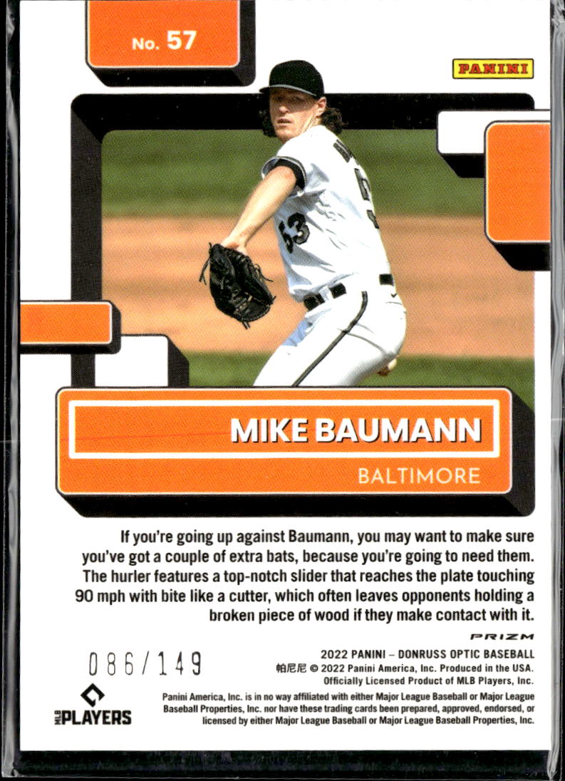 Mike Baumann 2022 Optic Rated Rookie Black Stars /149 Baltimore Orioles
