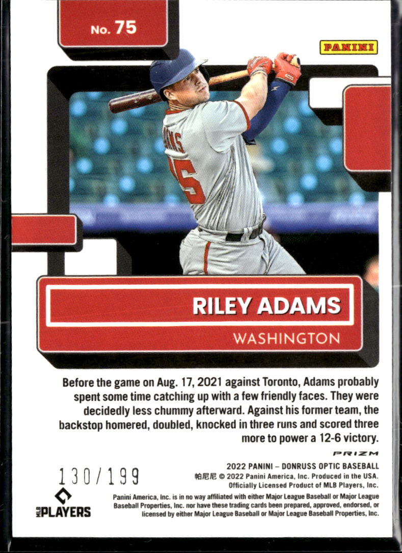 Riley Adams 2022 Optic Rated Rookie Red White Blue /199 Washington Nationals