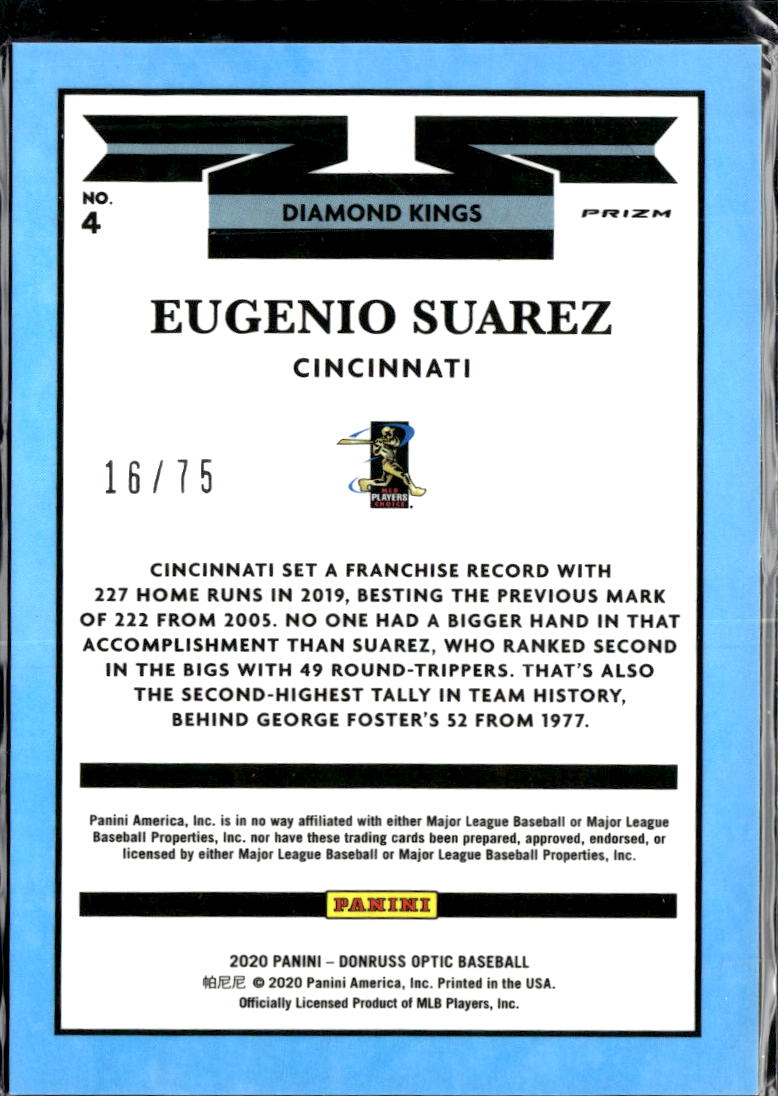 Eugenio Suarez 2020 Optic Diamond Kings Blue 16/75 Cincinnati Reds