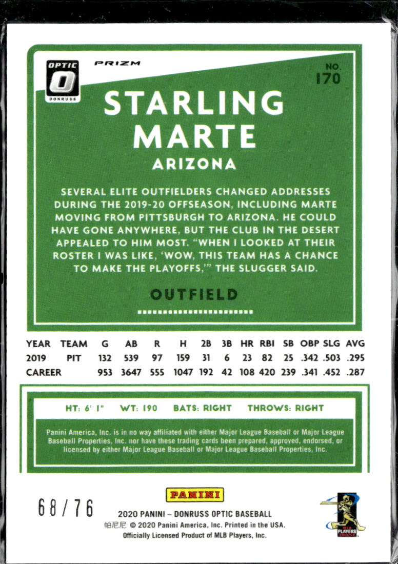Starling Marte 2020 Optic Blue Stars 68/76 Arizona Diamondbacks