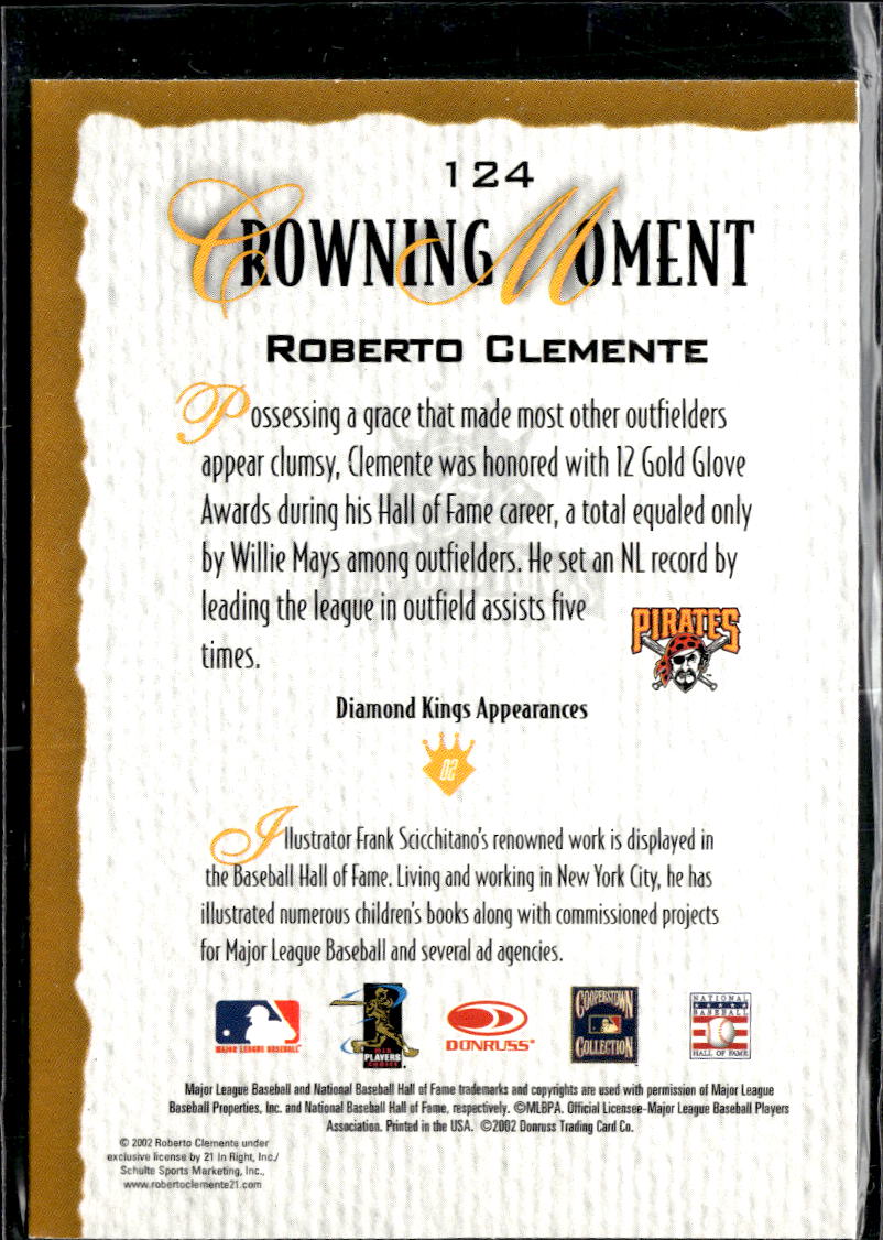Roberto Clemente 2002 Donruss Diamond Kings Crowning Moment Pittsburgh Pirates