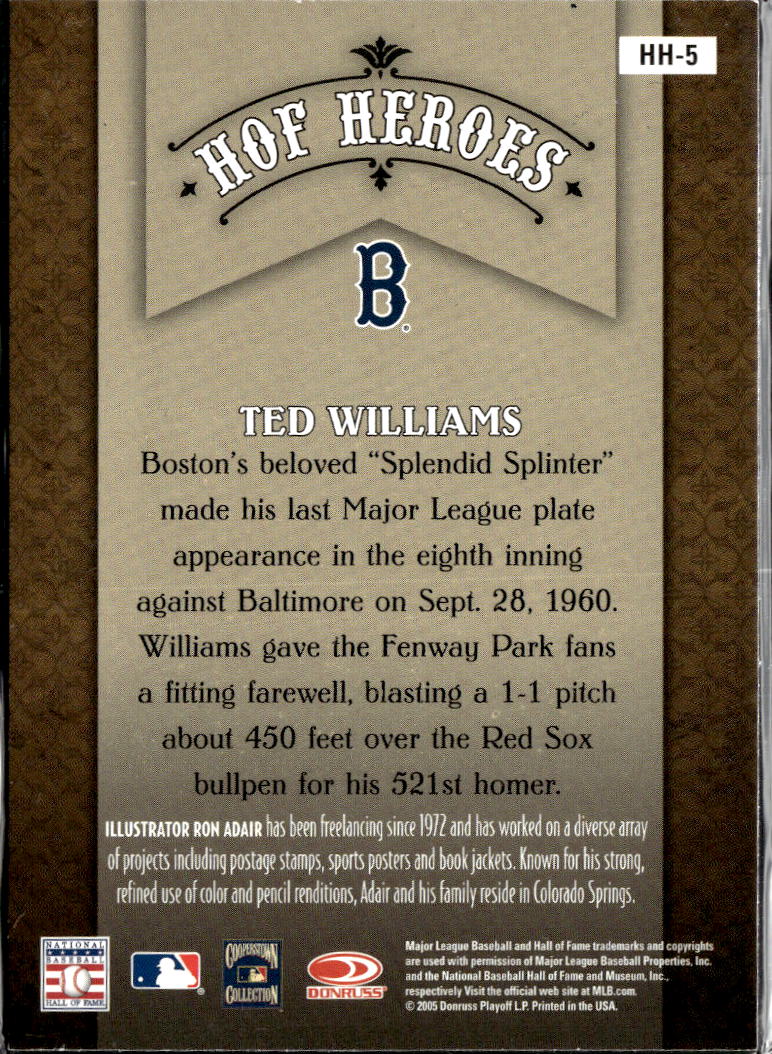 Ted Williams 2005 Donruss Diamond Kings HOF Heroes Boston Red Sox