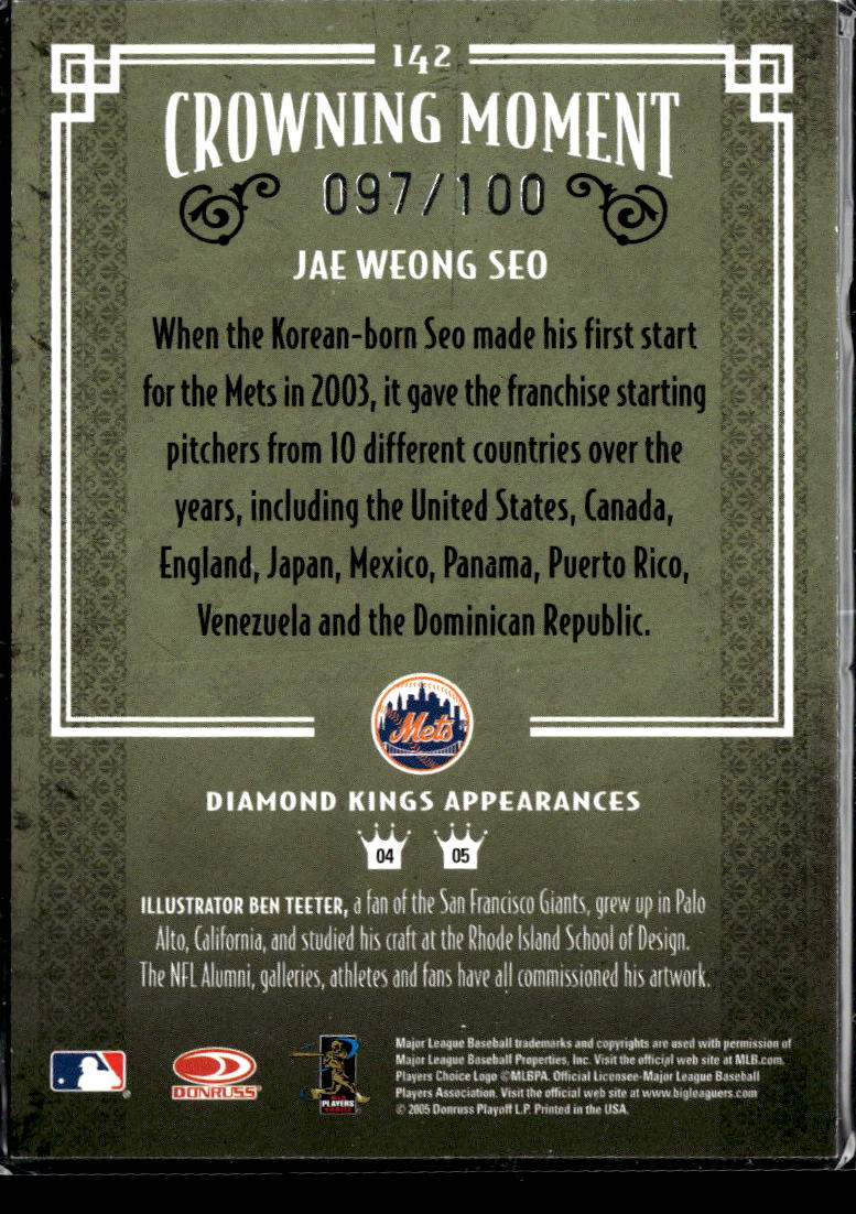 Jae Weong Seo 2005 Donruss Diamond Kings Crowning Moment /100 New York Mets