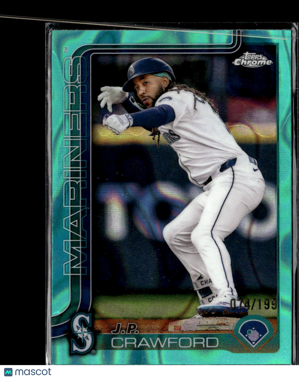 J.P. Crawford 2025 Topps Chrome Aqua Wave /199 Seattle Mariners