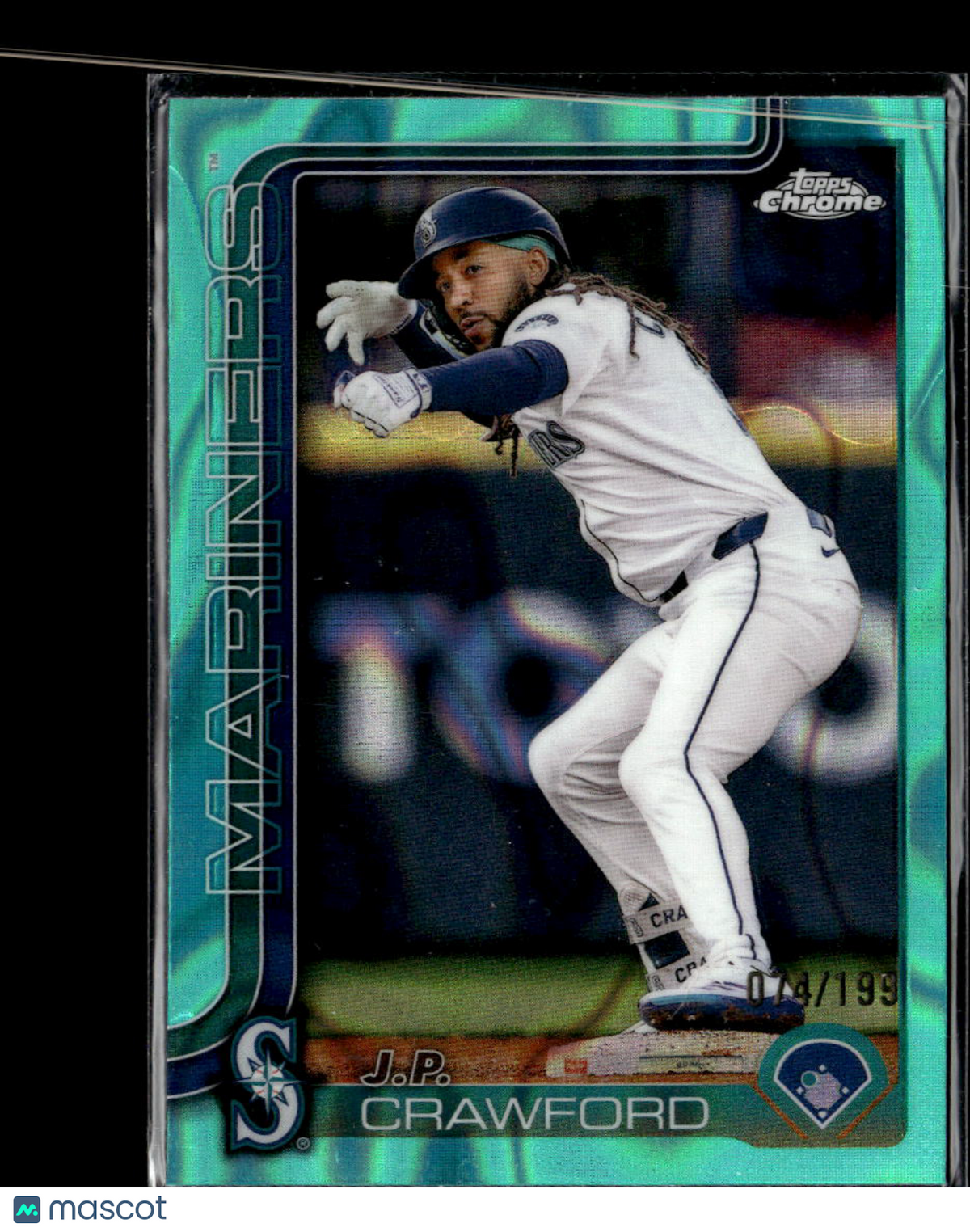 J.P. Crawford 2025 Topps Chrome Aqua Wave /199 Seattle Mariners
