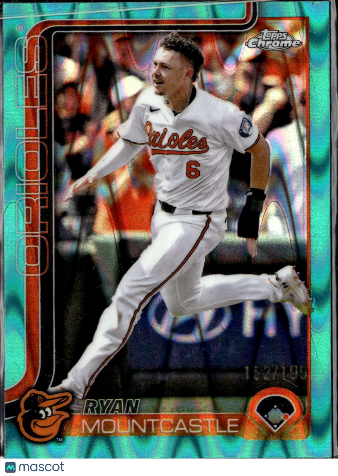 Ryan Mountcastle 2025 Topps Chrome Aqua Wave /199 Baltimore Orioles