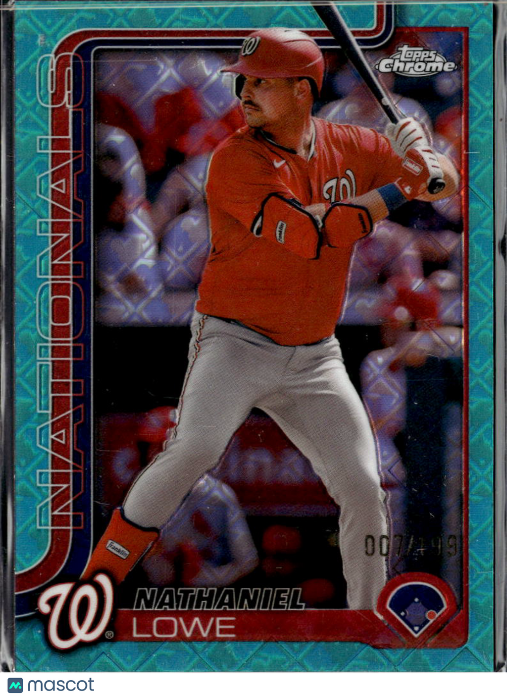 Nathaniel Lowe 2025 Topps Chrome Aqua Logofractor /199 Washington Nationals