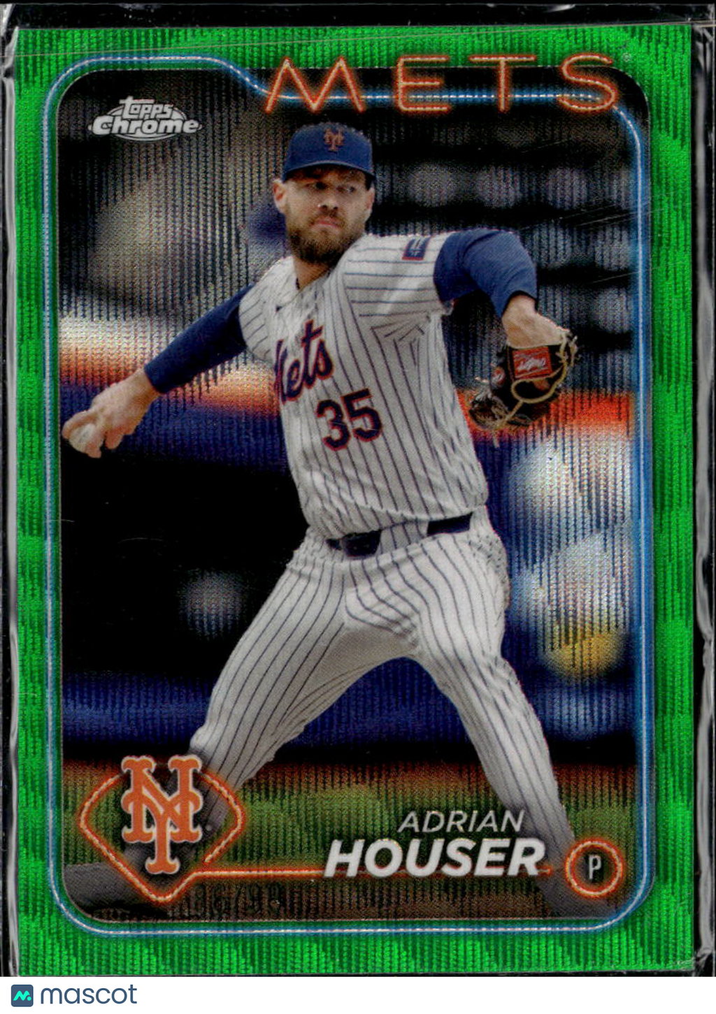 Adrian Houser 2024 Topps Chrome Green Wave Refractor /99 New York Mets
