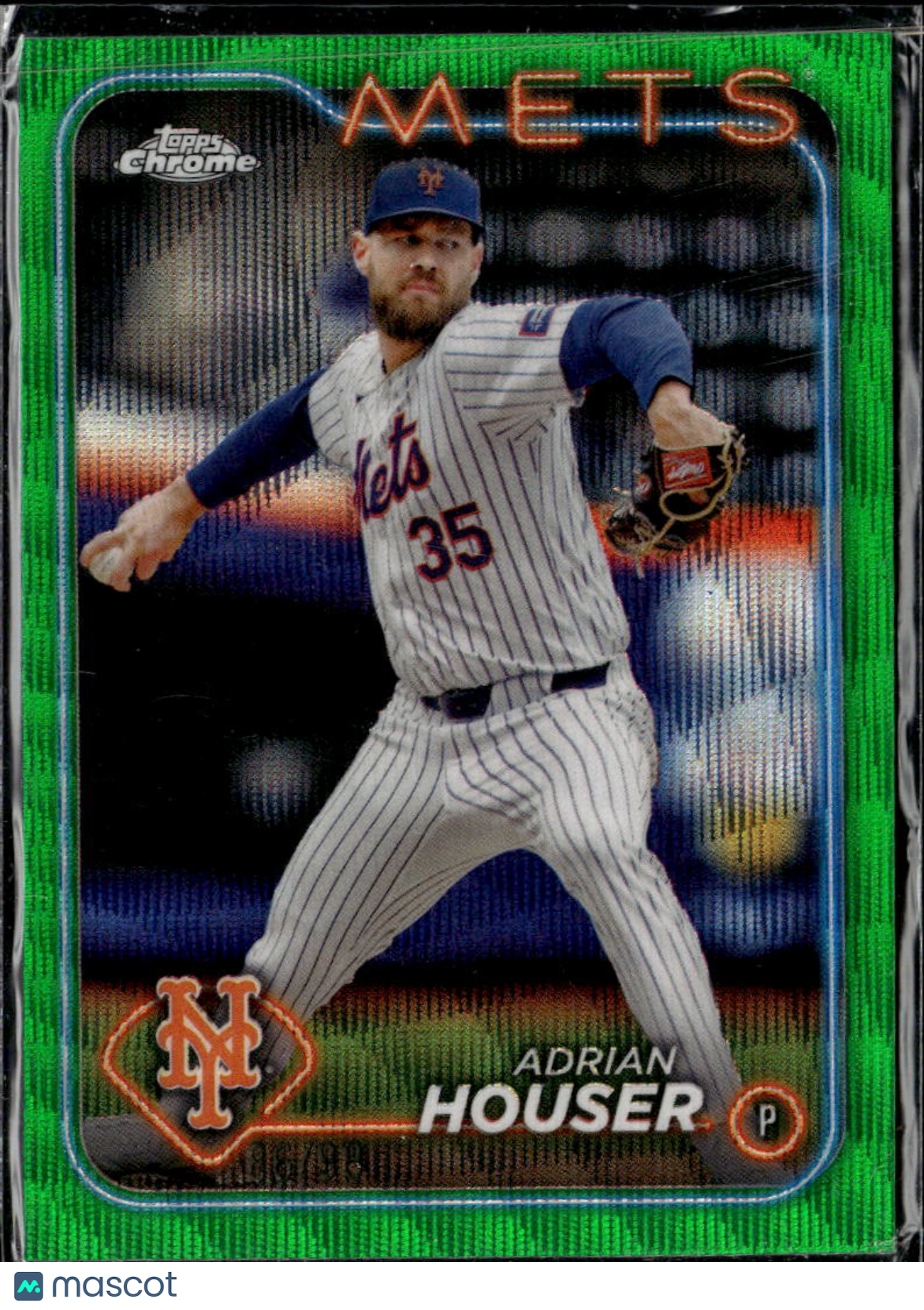 Adrian Houser 2024 Topps Chrome Green Wave Refractor /99 New York Mets
