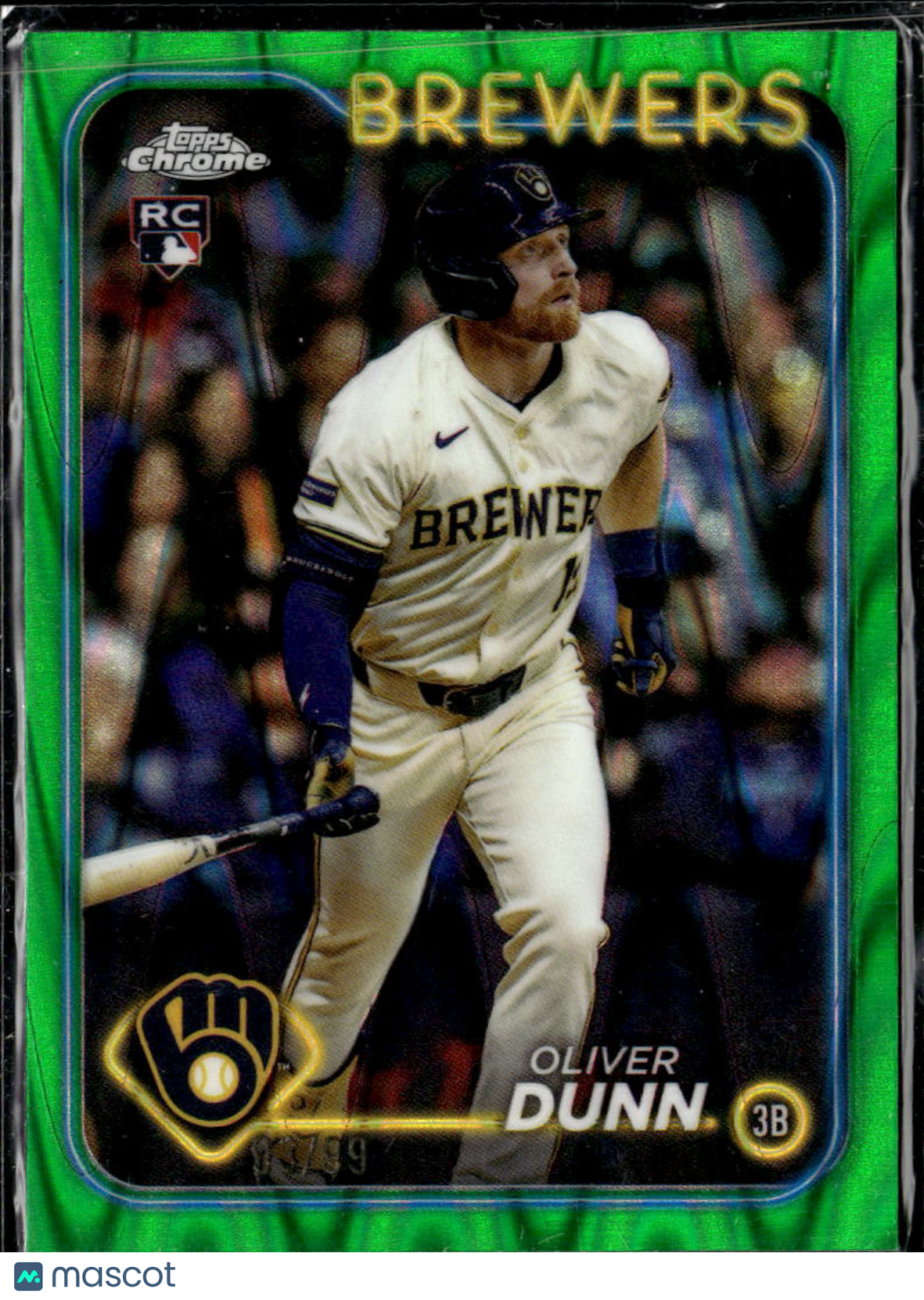 Oliver Dunn 2024 Topps Chrome RC Green Wave Refractor /99 Milwaukee Brewers