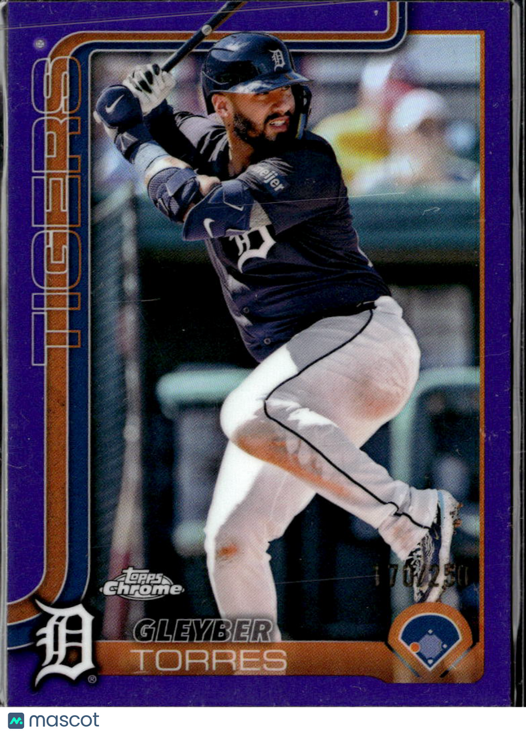 Gleyber Torres 2025 Topps Chrome Purple Refractor /250 Detroit Tigers