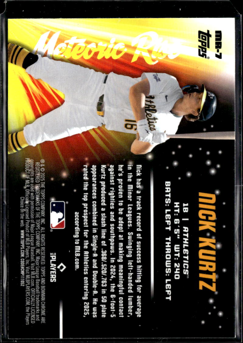 Nick Kurtz 2025 Bowman Chrome Meteoric Rise Mega Box RC Oakland Athletics