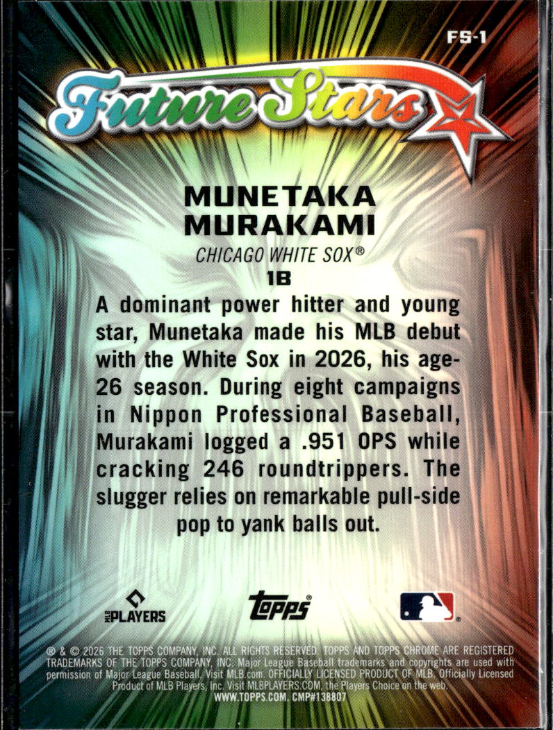 Munetaka Murakami 2026 Topps Chrome Future Stars Refractor RC Chicago White Sox