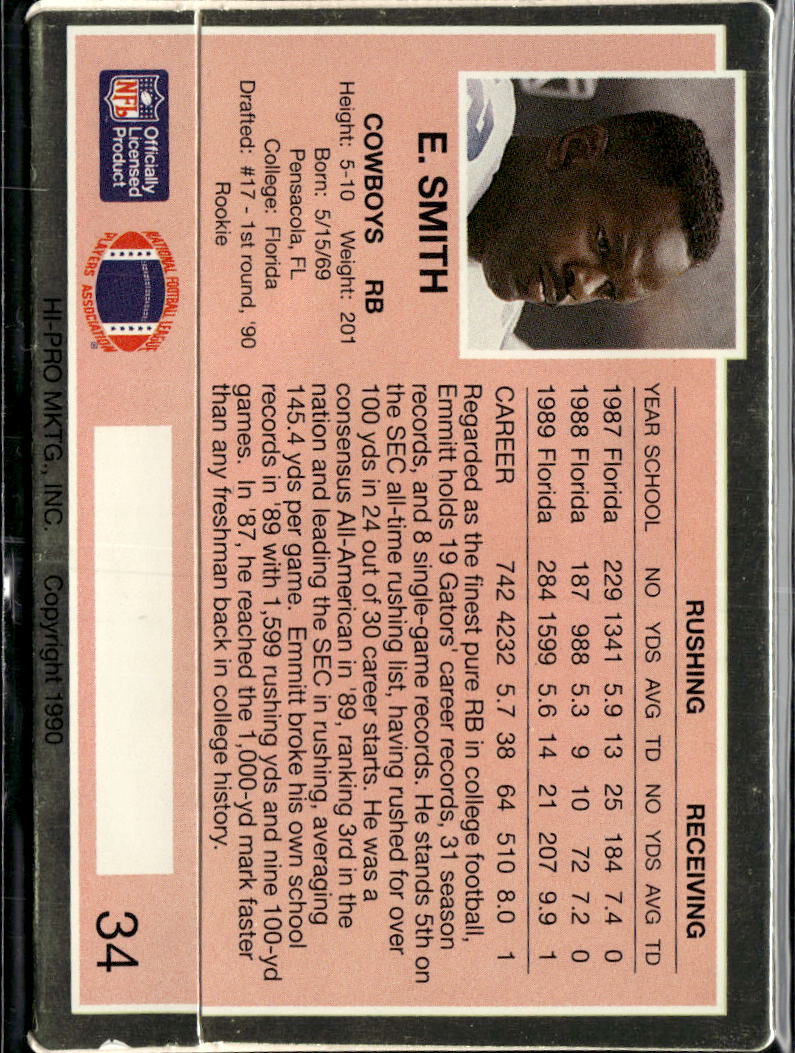 Emmitt Smith 1990 Action Packed Rookie RC Dallas Cowboys