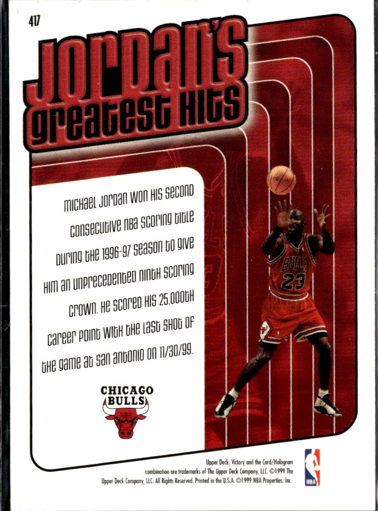 Michael Jordan 1999 Upper Deck Victory Jordan's Greatest Hits Chicago Bulls