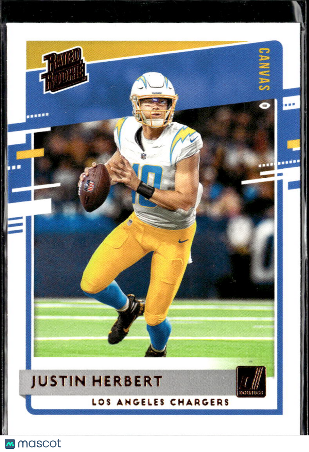 Justin Herbert 2020 Donruss Rated Rookie Canvas Los Angeles Chargers