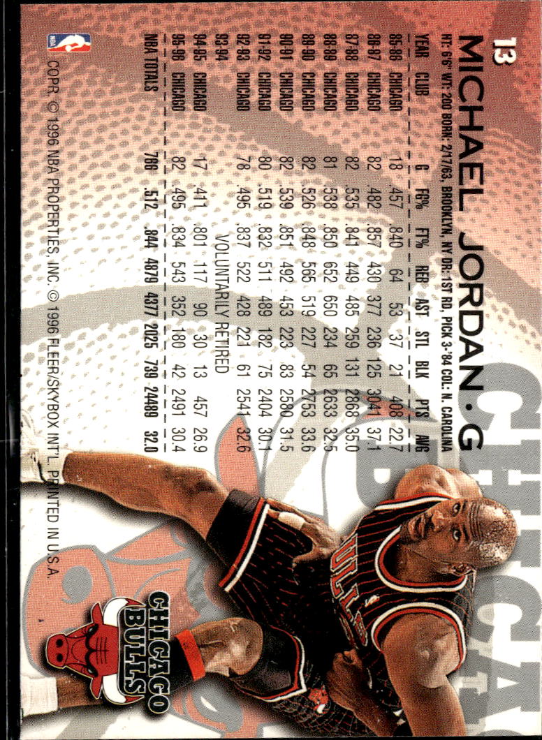 Michael Jordan 1996-97 Fleer Card #13 Chicago Bulls