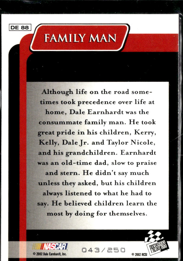 Dale Earnhardt Jr. Kerry Earnhardt Dale Earnhardt 2002 Press Pass Family /250