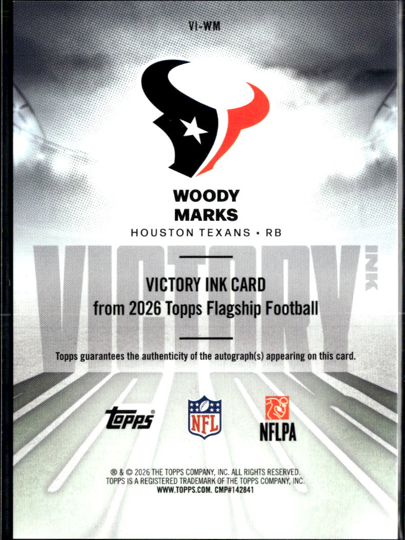 Woody Marks 2026 Topps Flagship Victory Ink Auto Autograph Houston Texans