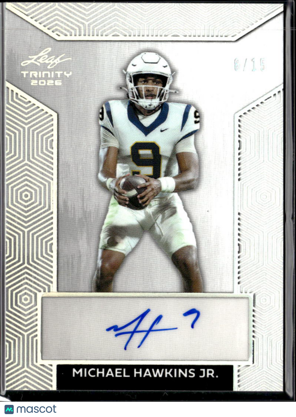 Michael Hawkins Jr. 2026 Leaf Trinity Auto Autograph RC West Virginia 8/15