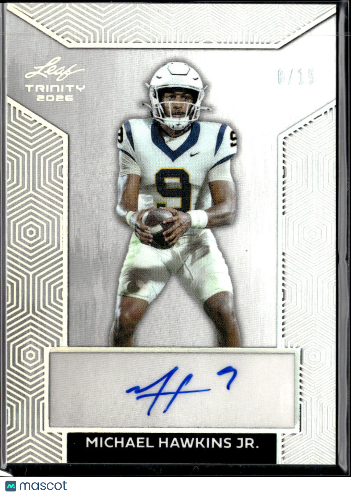 Michael Hawkins Jr. 2026 Leaf Trinity Auto Autograph RC West Virginia 8/15