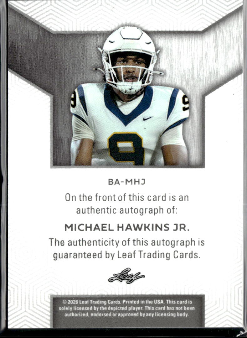 Michael Hawkins Jr. 2026 Leaf Trinity Auto Autograph RC West Virginia 8/15