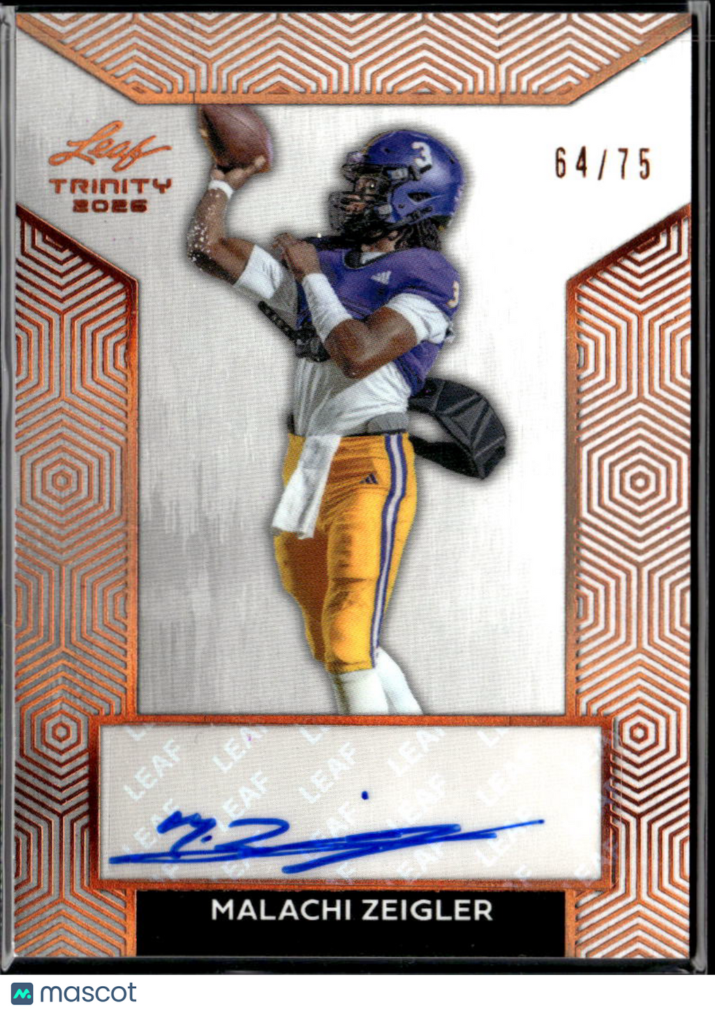 Malachi Zeigler 2026 Leaf Trinity Auto Autograph RC Benton 64/75