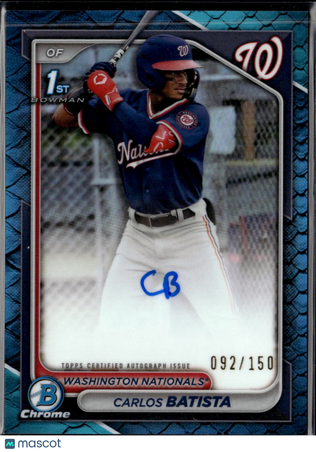 Carlos Batista 2024 Bowman Chrome 1st Auto Autograph 92/150 Washington Nationals