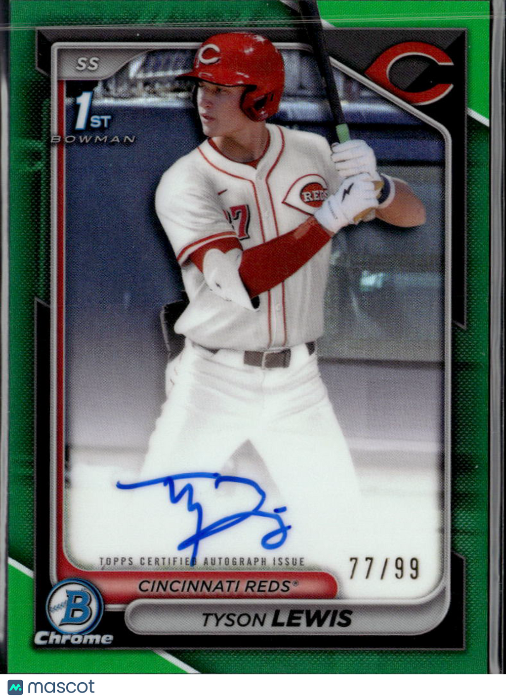 Tyson Lewis 2024 Bowman Chrome 1st Auto Autograph 77/99 Cincinnati Reds