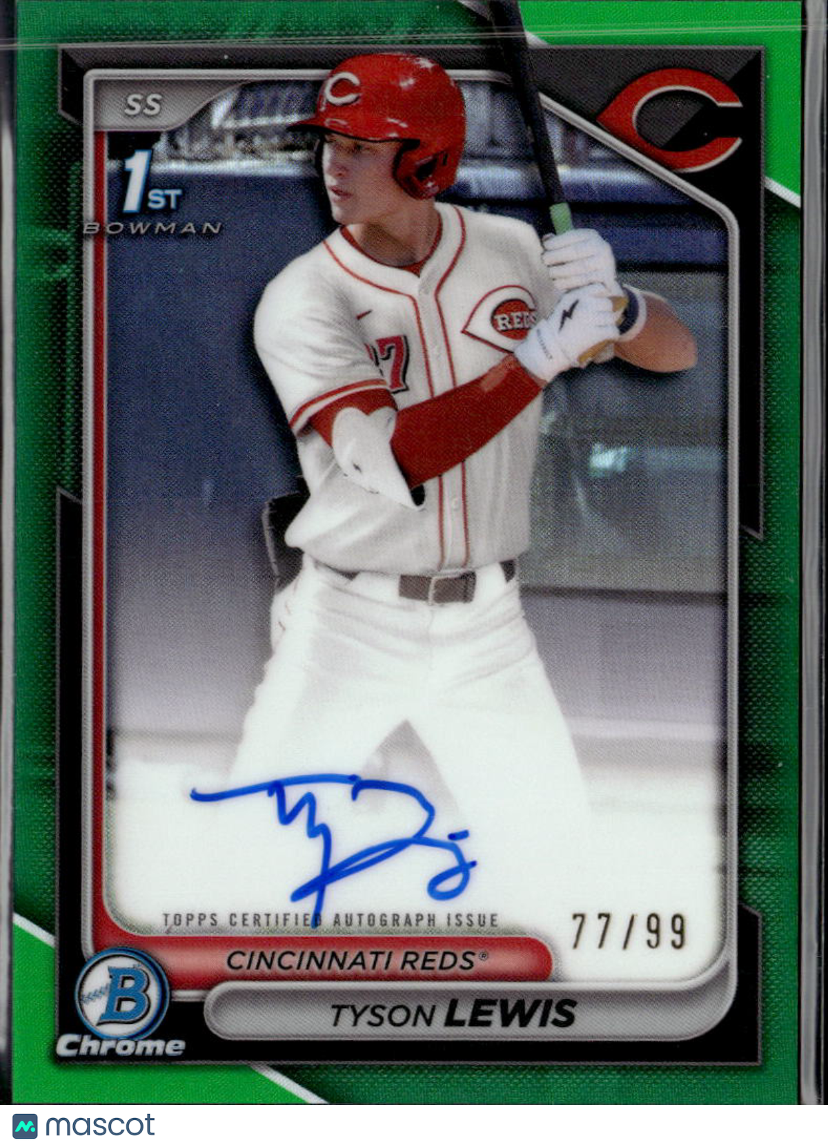 Tyson Lewis 2024 Bowman Chrome 1st Auto Autograph 77/99 Cincinnati Reds