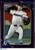 Aiden May 2024 Bowman Chrome 1st Purple Refractor 150/250 Miami Marlins