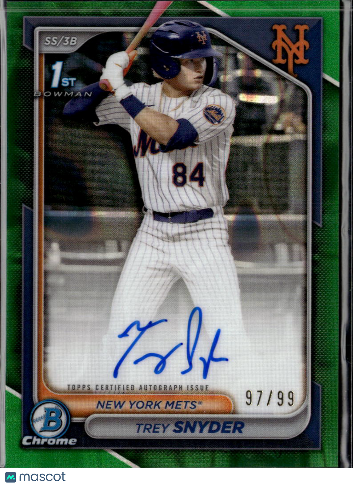 Trey Snyder 2024 Bowman Chrome 1st Auto Autograph 97/99 New York Mets