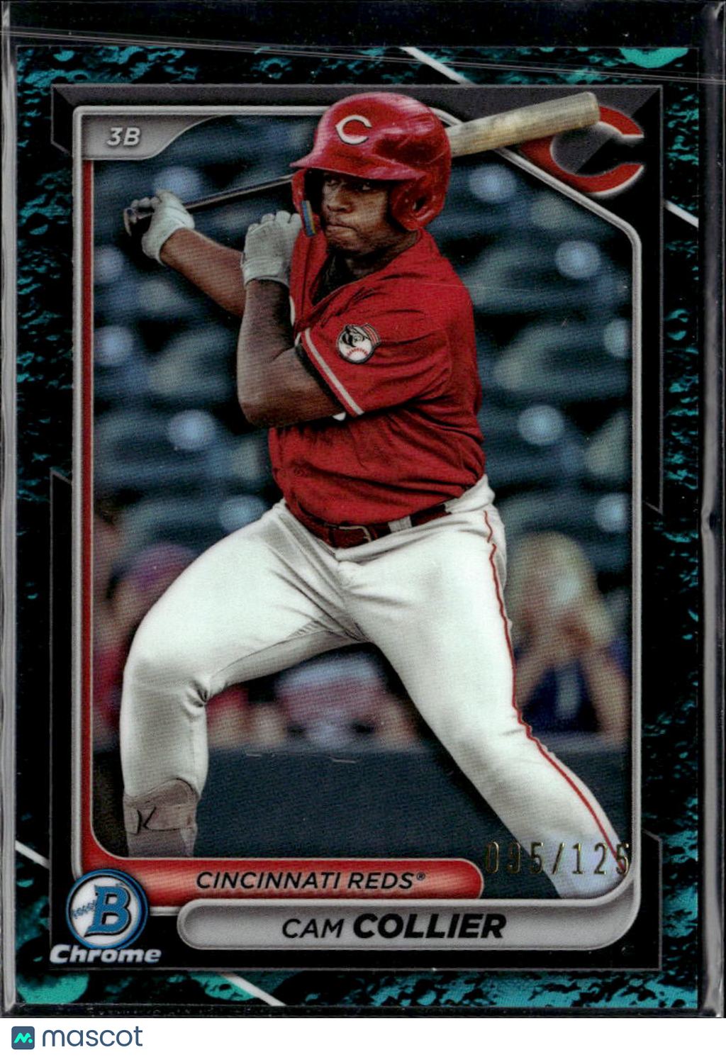 Cam Collier 2024 Bowman Chrome Aqua Lunar Glow Refractor 95/125 Cincinnati Reds
