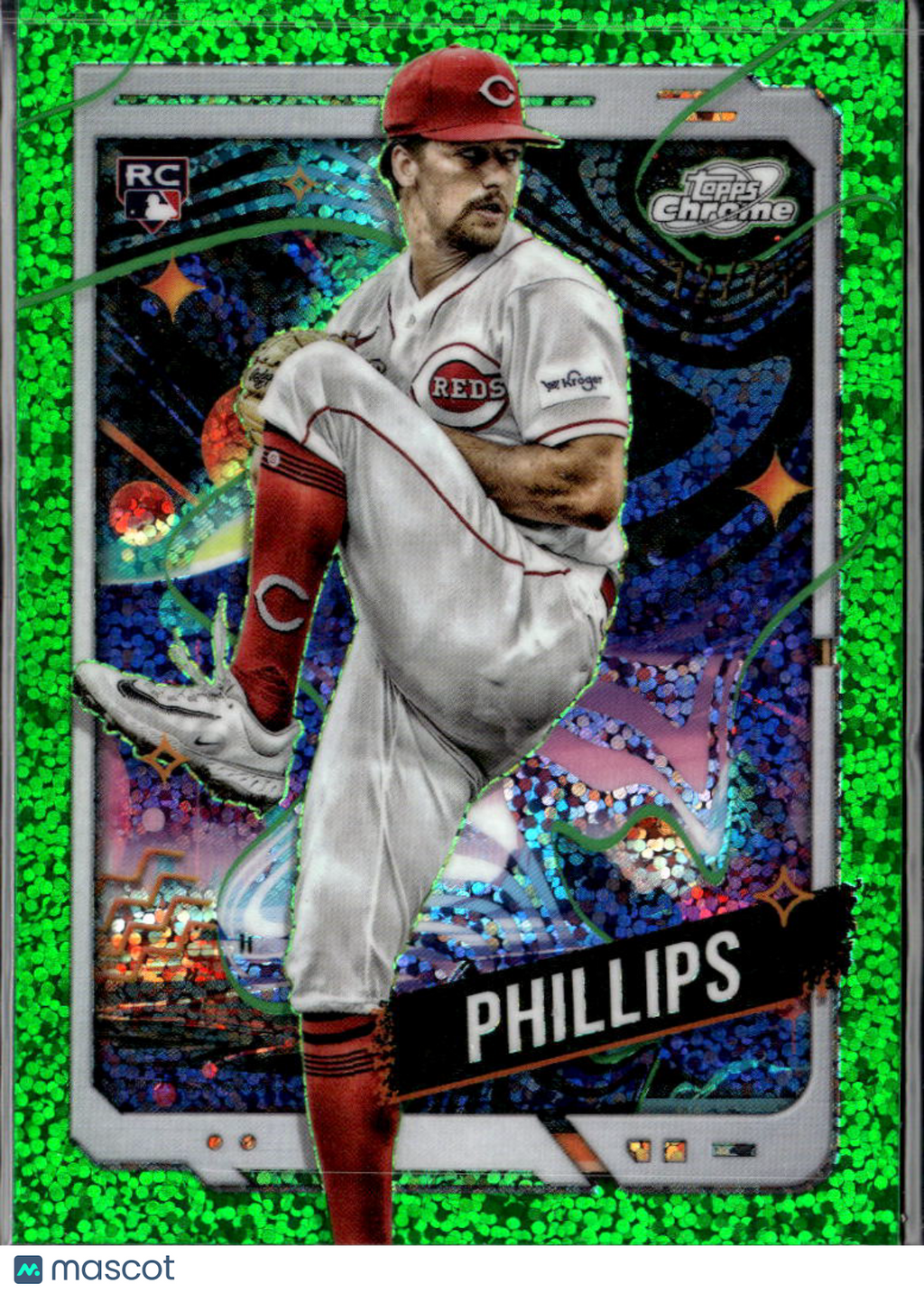 Connor Phillips 2024 Topps Cosmic Chrome Green RC 72/75 Cincinnati Reds