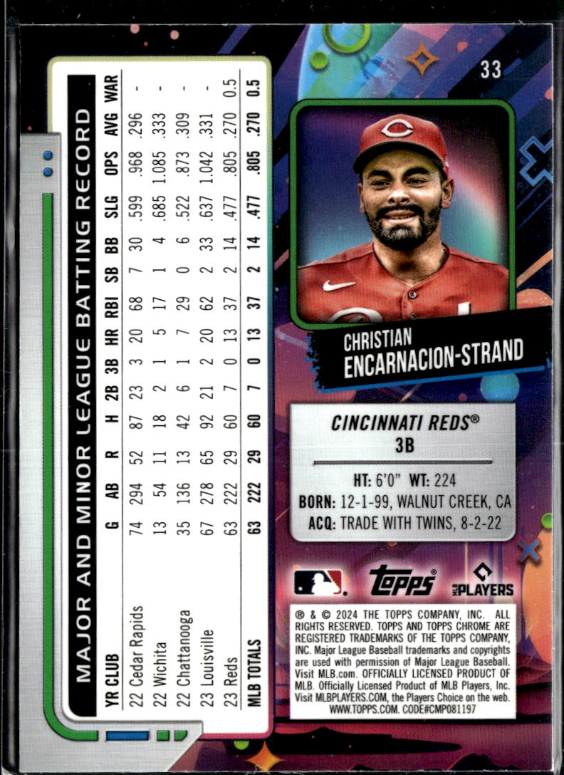 Christian Encarnacion-Strand 2024 Topps Chrome Cosmic Green RC /75 Reds